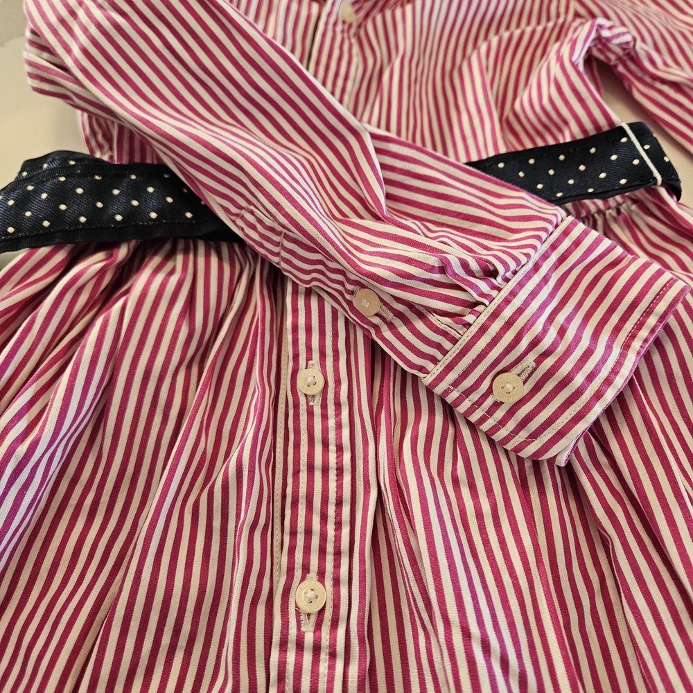 Polo Ralph Lauren Striped Pink Girls Dress with Belt Long Sleeves - Picture 4 of 7
